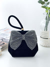 New diamond bow velvet flip cover handbag banquet bag evening dress bag