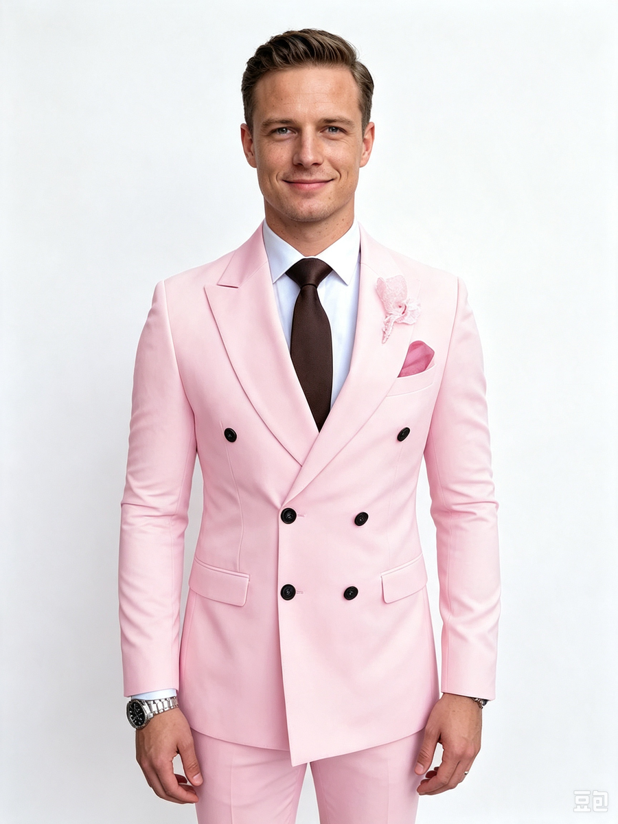 Classic 1 Piece Pink Men's Suit with Regular Fit and Sophisticated Peak Lapel