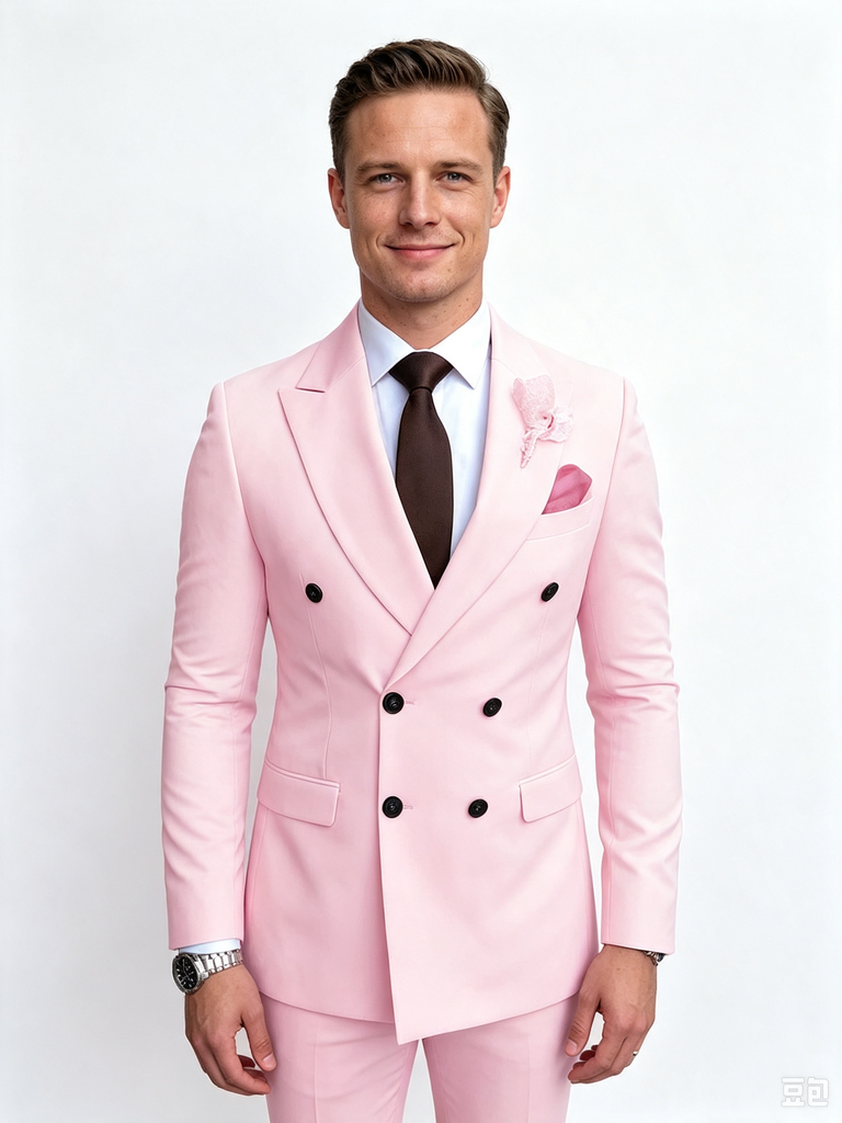 Classic 1 Piece Pink Men's Suit with Regular Fit and Sophisticated Peak Lapel