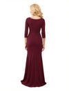 Elegant Long Sleeves V-Neck Side Slit Mermaid Crepe Long Mother of The Bride and Groom Dresses