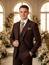 Classic 1 Piece Brown Men's Suit with Regular Fit and Sophisticated Peak Lapel
