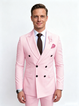 Classic 2 Piece Pink Men's Suit with Regular Fit and Sophisticated Peak Lapel