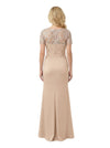Women's Satin Lace Short Sleeves Side Slit Mermaid Ruched Floor-Length Mother of the Bride Dresses