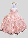 Blush Pink Mini Quinceanera Dress for Girls 3D Floral Applique Little Princess Wedding Party Flower Girls Dresses