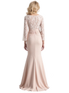 Elegant Scoop 3/4 Sleeves Mermaid Split Lace Crepe Mother Of The Bride Dresses