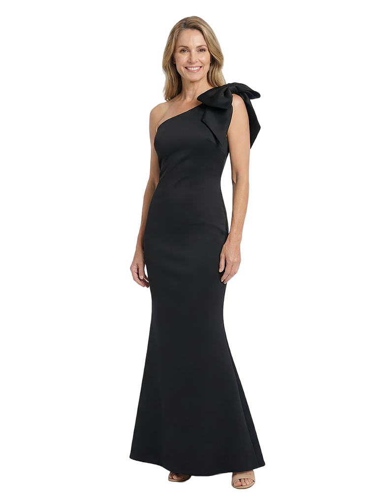 Chicsew Unique One Shoulder Satin Mother Of The Groom Dresses With Bow Mermaid Formal Gown