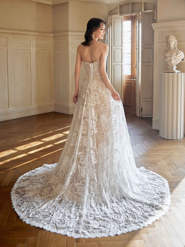 Strapless Sweetheart Maxi Long Lace Wedding Dresses Online