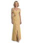 ChicSew Elegant Off The Shoulder Ruffle Chiffon Rosette Accent Mother Of The Groom Dresses With Slit