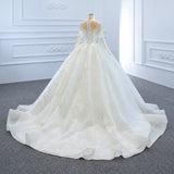 ChicSew Luxurious Illusion A-Line Lace Applique Ball Gown Wedding Dress
