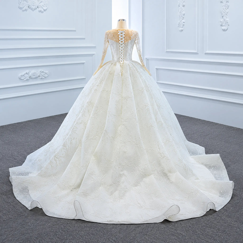 ChicSew Luxurious Illusion A-Line Lace Applique Ball Gown Wedding Dress