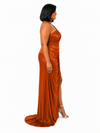 ChicSew Mermaid Side Slit One Shoulder Soft Satin Maxi Bridesmaid Dresses With Ruching