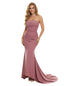 Elegant Ruching Jersey Strapless Mermaid  Party Prom Dresses