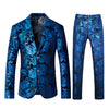 Men's Metallic Floral Print Tuxedo 2-Piece Suits 4 Color CN413