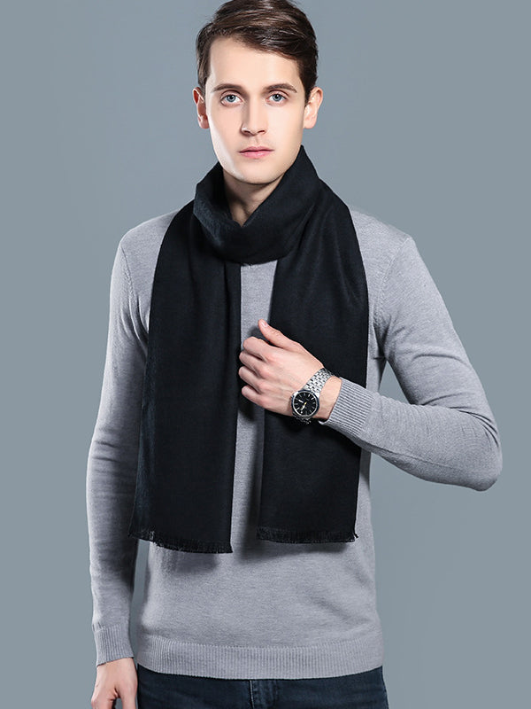 New autumn and winter men's casual scarf simple plaid solid color warm neck scarf