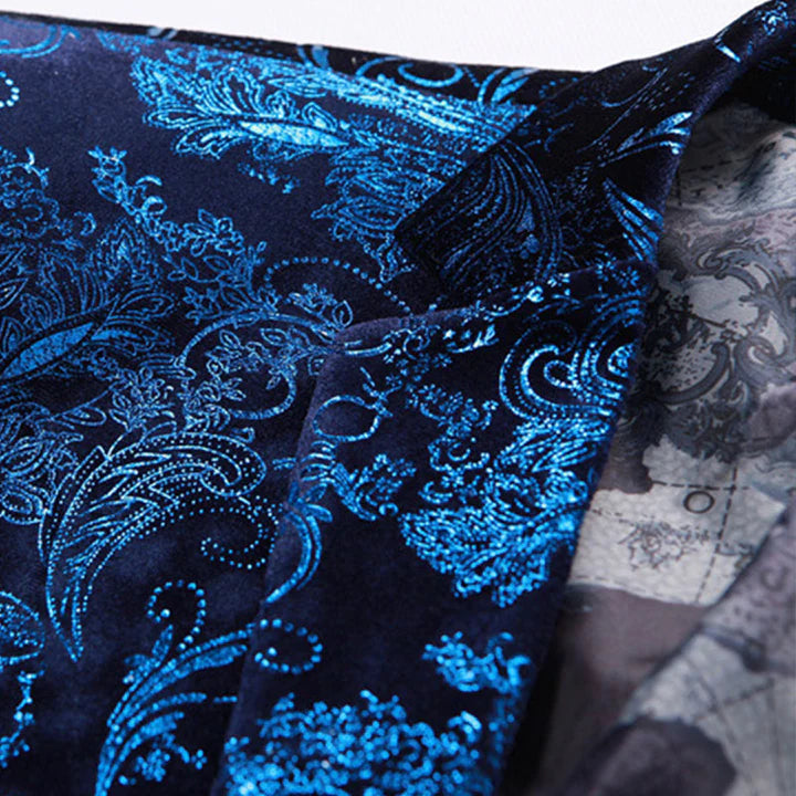 Men's Metallic Floral Print Tuxedo 2-Piece Suits 4 Color CN413