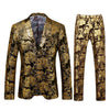 Men's Metallic Floral Print Tuxedo 2-Piece Suits 4 Color CN413