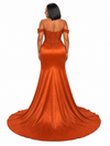 ChicSew Elegant Off Shoulder Mermaid Soft Satin Long Bridesmaid Dresses With Lace Applique