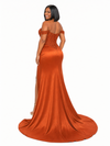 ChicSew Elegant Off Shoulder Mermaid Soft Satin Long Bridesmaid Dresses With Lace Applique