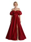 Modern Ruffle Satin Sweetheart One Shoulder Long Party Prom Dresses