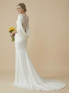 Mermaid Jewel Ruched Maxi Long Satin And Lace Wedding Dresses With Train