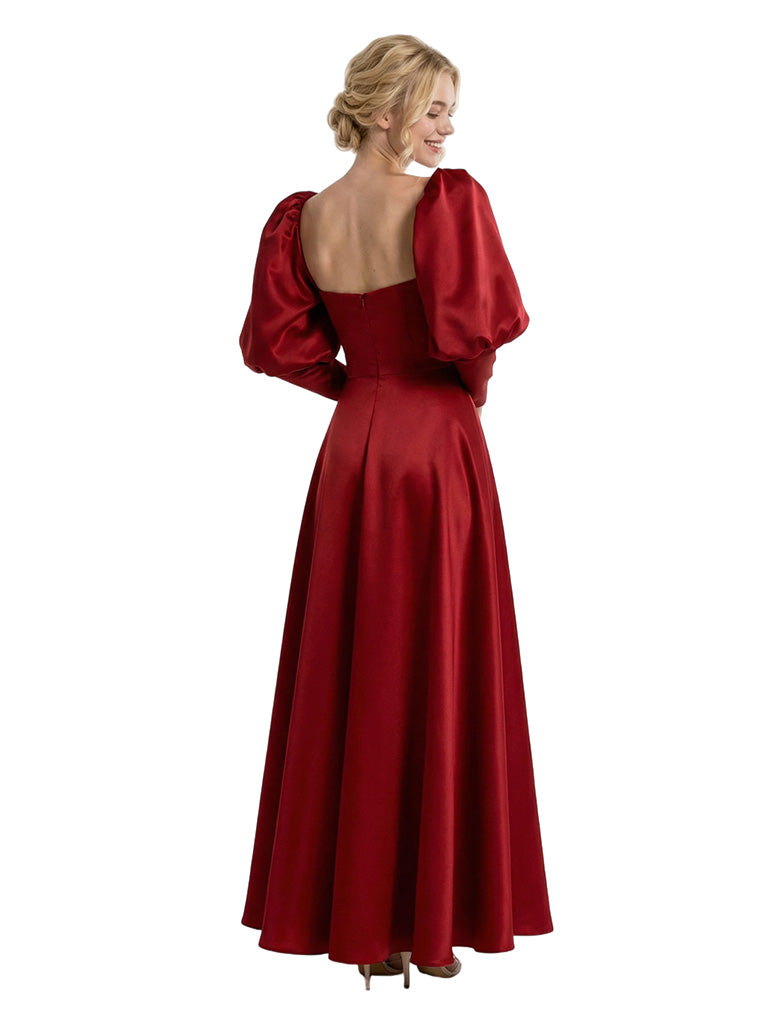 Modern Ruffle Satin Sweetheart One Shoulder Long Party Prom Dresses