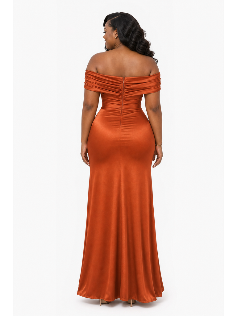 ChicSew Fancy Off Shoulder Side Slit Mermaid Soft Satin Long Bridesmaid Dresses