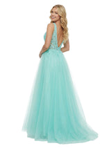 Elegant V-Neck A-line Lace Applique Corset Long Evening Prom Dresses
