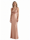 Sexy Silky Satin V-Neck Open Back Mermaid Unique Maxi Formal Evening Dresses