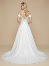 A-line Off Shoulder Ruching Maxi Long Satin Wedding Dresses Online