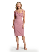 Modern Tea-Length Floral Applique Short Mother Of The Groom Dresses