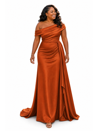 ChicSew Off Shoulder Ruched Soft Satin Maxi Mermaid Long Bridesmaid Dresses