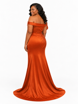 ChicSew Elegant Off Shoulder Soft Satin Long Mermaid Bridesmaid Dresses With Beading