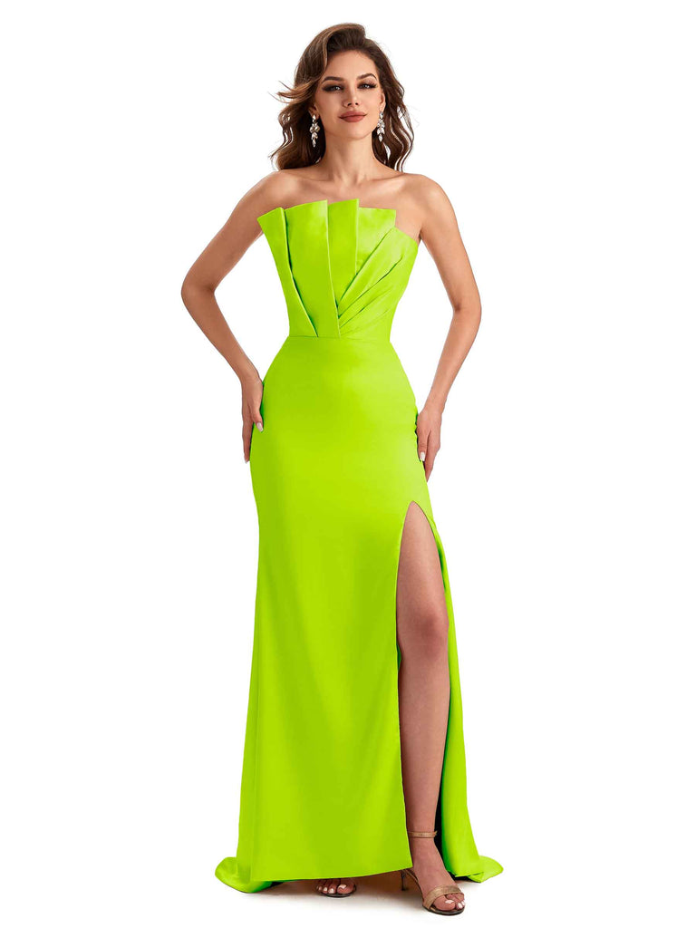 Slit-detail dress - Lime green - Ladies