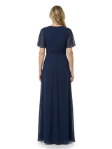 ChicSew Fancy Flutter Sleeve V-Neck Chiffon Mother Of The Bride A-Line Gown With Sequin