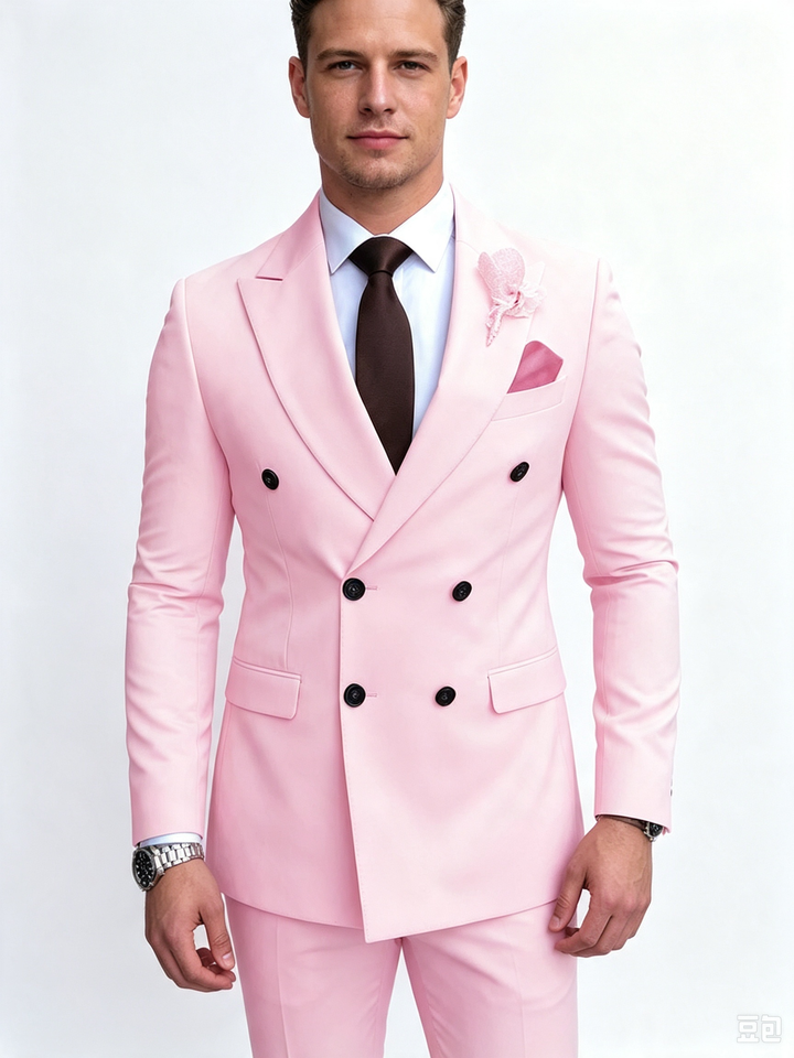 Classic 1 Piece Pink Men's Suit with Regular Fit and Sophisticated Peak Lapel