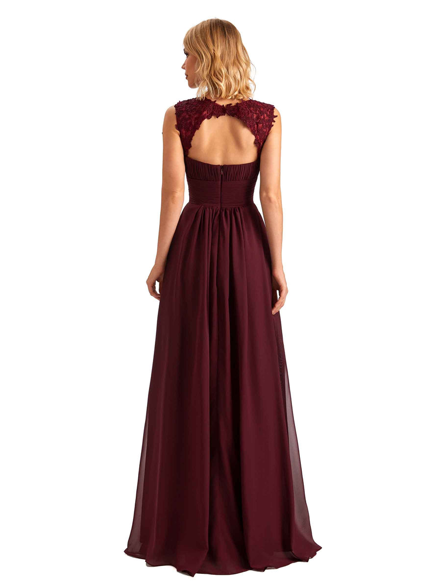 Elegant Side Slit Chiffon Spaghetti Straps A-line Long Mother of the Brides Dresses