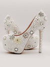 New 14CM round toe viscose shoes low top retro pearl banquet stiletto heel solid color shoes