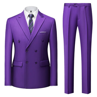 Purple Casual Men's Suit Slim Fit Double Breasted 2 Piece Business Tuxedos CN485