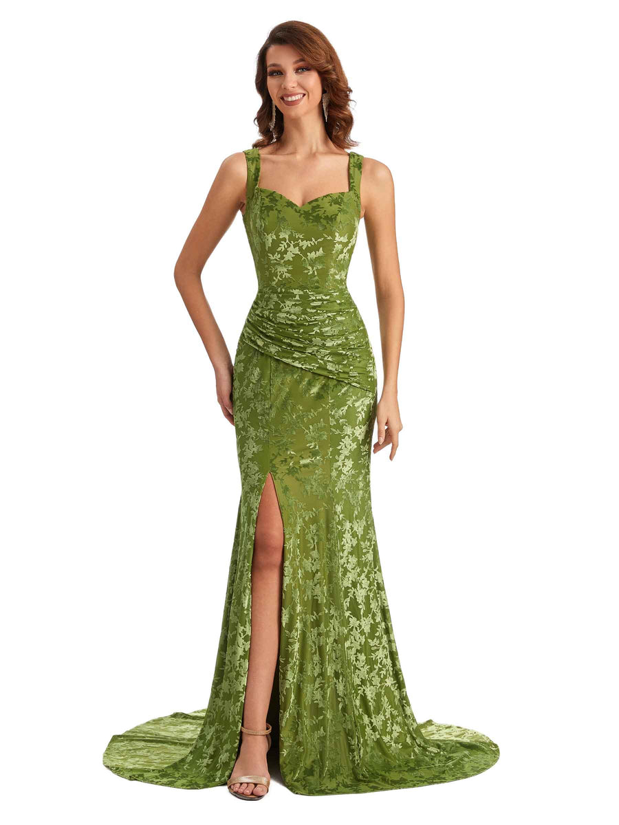 Mermaid Winter Velvet Long Maid of Honor Dresses - ChicSew