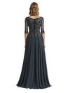 Elegant Scoop Chiffon Short Sleeves Lace A-Line Mother of The Bride Long Gowns