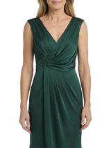 Chicsew Elegant Silky Satin V-Neck Spaghetti Straps Mermaid Maxi Mother of The Groom Dress