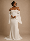 ChicSew Elegant Crepe Sweetheart A-Line Flutter Sleeves Floor-Length Wedding Dress