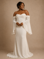 ChicSew Elegant Crepe Sweetheart A-Line Flutter Sleeves Floor-Length Wedding Dress