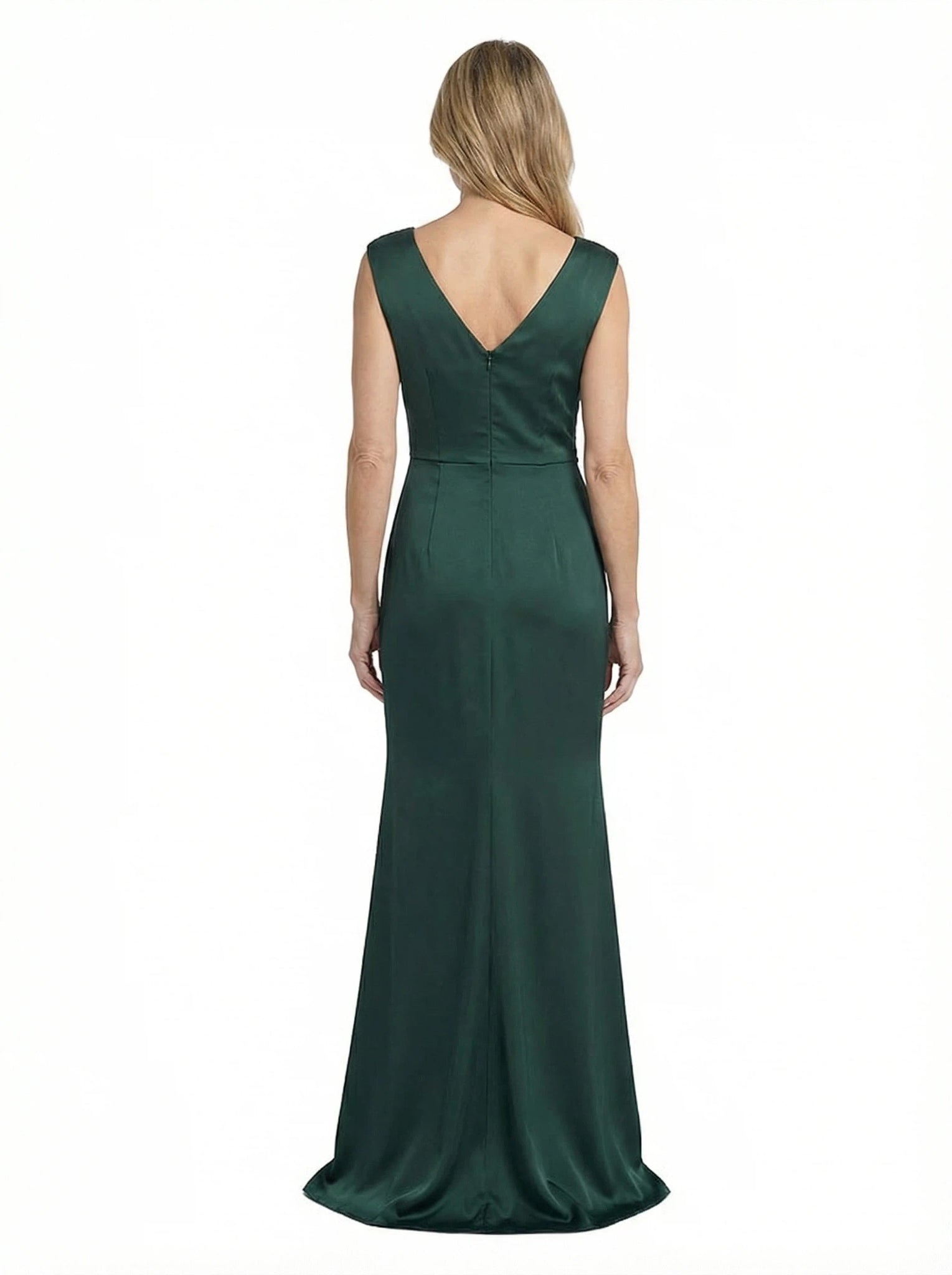 Chicsew Elegant Silky Satin V-Neck Spaghetti Straps Mermaid Maxi Mother of The Groom Dress