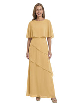 ChicSew Elegant Tiered Chiffon Capelet Jewel A-line Mother Of The Bride Gowns