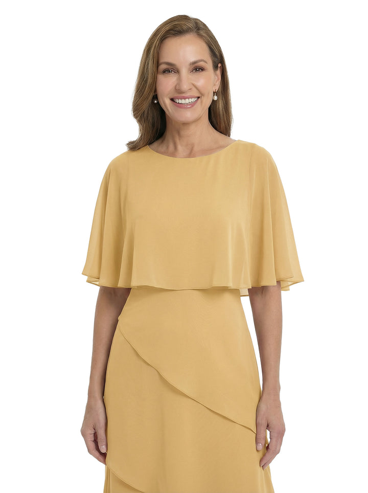 ChicSew Elegant Tiered Chiffon Capelet Jewel A-line Mother Of The Bride Gowns