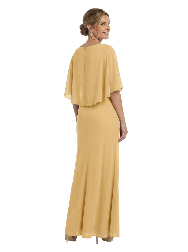 ChicSew Elegant Tiered Chiffon Capelet Jewel A-line Mother Of The Bride Gowns