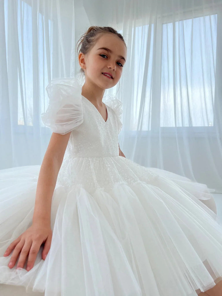 Pretty Princess Ball Gown Flower Girl Dresses Pageant Dress Fluffy Tulle Long Birthday Dress