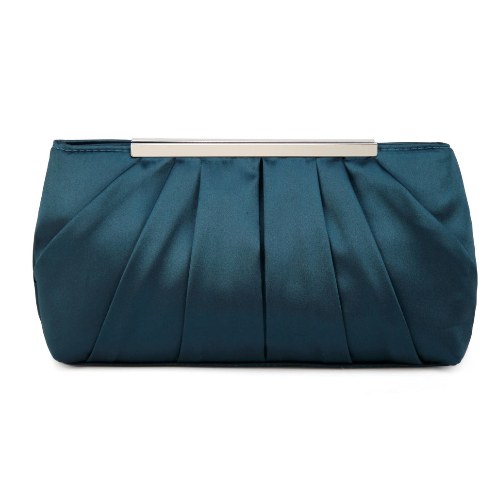 Clutch Evening Bag Elegant Pleated Satin Formal Handbag Simple Classy Purse for Women