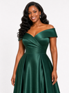 ChicSew Elegant Soft Satin Off Shoulder Floor-Length A-Line Bridesmaid Dresses